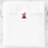 Boho Xmas Christmas Highland Cow T-Shirt (2) Runder Aufkleber (Tasche)