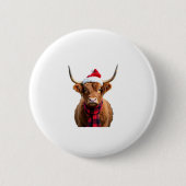 Boho Xmas Christmas Highland Cow T-Shirt (3) Button (Vorderseite)