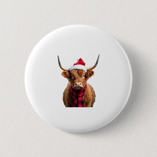Boho Xmas Christmas Highland Cow T-Shirt (3) Button (Vorderseite)