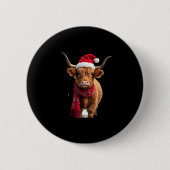 Boho Xmas Christmas Highland Cow T-Shirt (3) Button (Vorderseite)