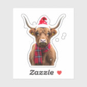 Boho Xmas Christmas Highland Cow T-Shirt (4) Aufkleber (Blatt)