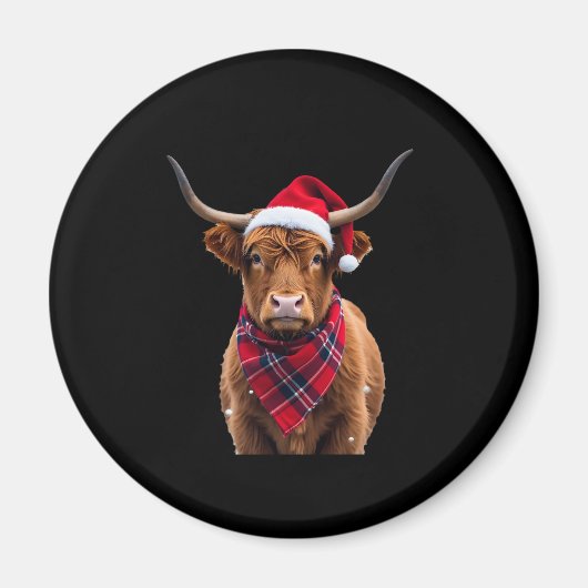 Boho Xmas Christmas Highland Cow T-Shirt Magnet (Vorne)