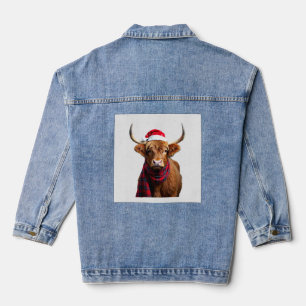 Boho Xmas Weihnachten Highland-Kuh-T-Shirt (1) Jeansjacke