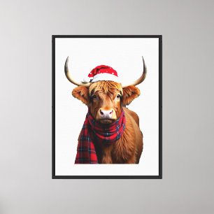 Boho Xmas Weihnachten Highland Kuh T-Shirt (1) Leinwanddruck