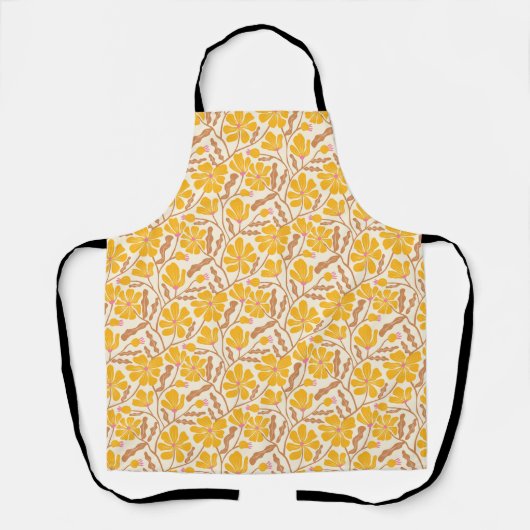 Boho Yellow Abstrakt Floral Pattern Schürze (Vorderseite)