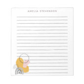 Boho Yellow Abstrakte Formen Personalisiert Lined Notizblock (Vorderseite)