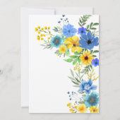 Boho Yellow & Blue Floral Abschluss Einladung (Rückseite)