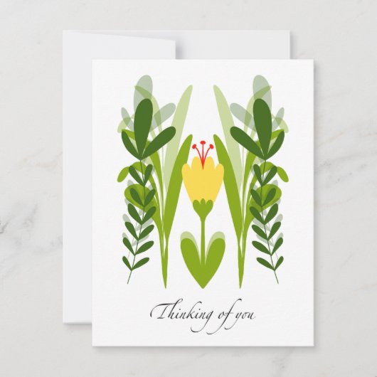 Boho Yellow Blume & Greenery Denken Sie an Ihre Ka (Vorderseite)