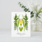 Boho Yellow Blume & Greenery Denken Sie an Ihre Ka (Stehend Vorderseite)