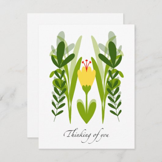 Boho Yellow Blume & Greenery Denken Sie an Ihre Ka (Vorne/Hinten)