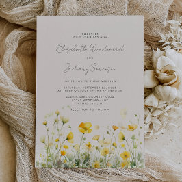 Boho Yellow Buttercups Hochzeit der Wasserfarben Einladung