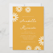 Boho Yellow Daisy Hippie QR Code Foto Wedding Einladung (Vorderseite)