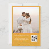 Boho Yellow Daisy Hippie QR Code Foto Wedding Einladung (Rückseite)