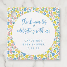Boho Yellow Ditsy Floral Custom Baby Dusche Danke Geschenkanhänger