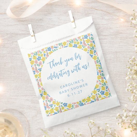 Boho Yellow Ditsy Floral Custom Baby Dusche Danke Geschenktütchen (Ausgeschnitten)