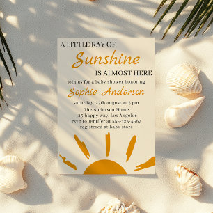 Boho Yellow Ein kleiner Sonnenschein Baby Shower Einladung