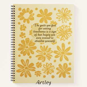 Boho Yellow Floral Briefmarke Custom Quote Journal Notizblock