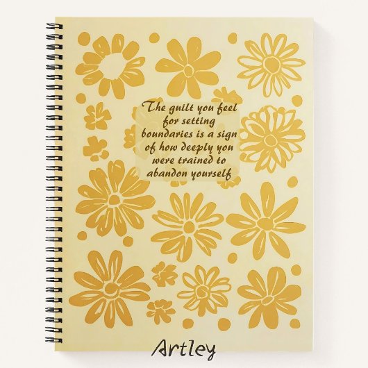 Boho Yellow Floral Briefmarke Custom Quote Journal Notizblock