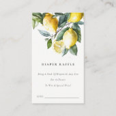 Boho Yellow Lemon Garden Diaper Raffle Baby Dusche Begleitkarte (Vorderseite)