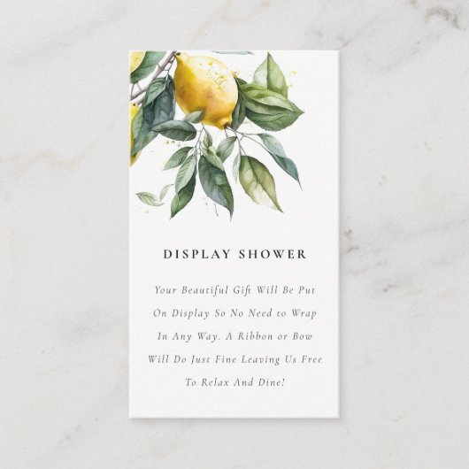 Boho Yellow Lemon Garden Display Babydusche Begleitkarte (Vorderseite)