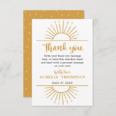 Boho Yellow Little Ray Sunshine on Way Baby Dusche Dankeskarte (Vorne/Hinten)