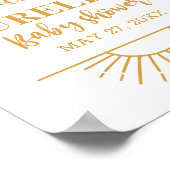 Boho Yellow Little Ray Sunshine on Way Baby Dusche Poster (Ecke)