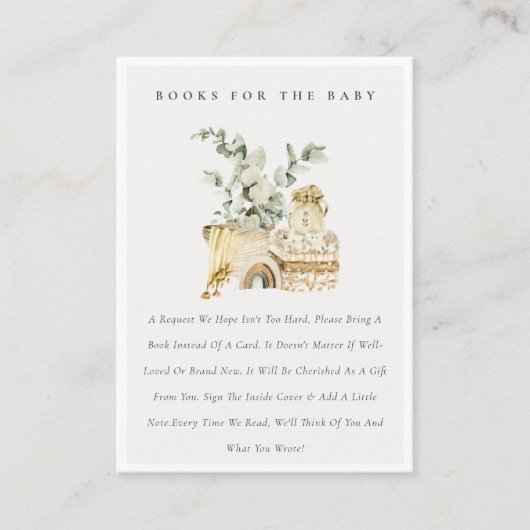 Boho Yellow Nursery Foliage Books For Baby Shower Begleitkarte (Vorderseite)