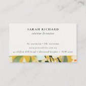 Boho Yellow Ochre Painted Floral Bewerbung Visitenkarte (Rückseite)