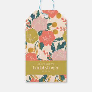 Boho Yellow Orange Botanische Blume Brautparty Geschenkanhänger