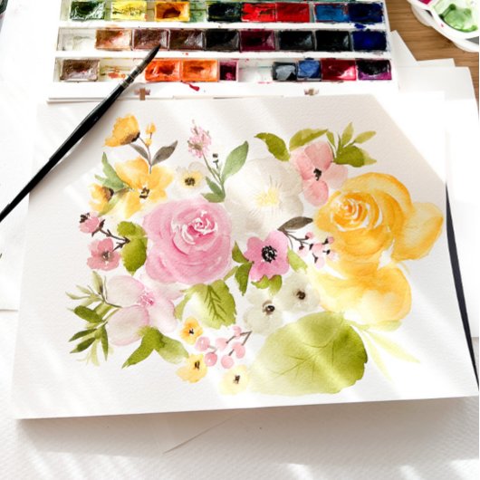 Boho Yellow pink floral arch chic wedding Einladung