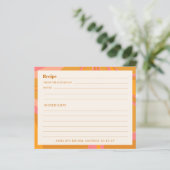 Boho Yellow Pink Marble Brautparty Rezept Karte (Stehend Vorderseite)