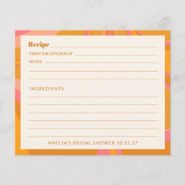 Boho Yellow Pink Marble Brautparty Rezept Karte