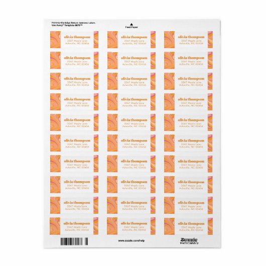 Boho Yellow Pink Marble Custom Rücksendeadresse (Vorne)