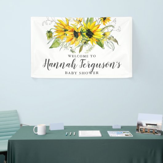 Boho Yellow Sonnenblume Blütendusche Banner (Messeveranstaltung)