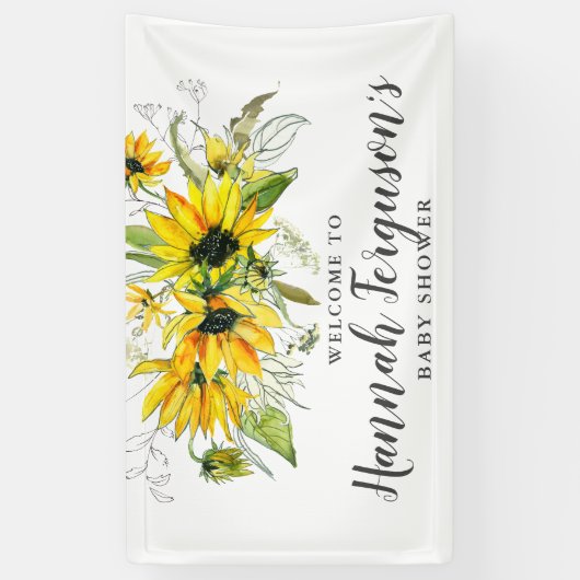 Boho Yellow Sonnenblume Blütendusche Banner (Vertikal)