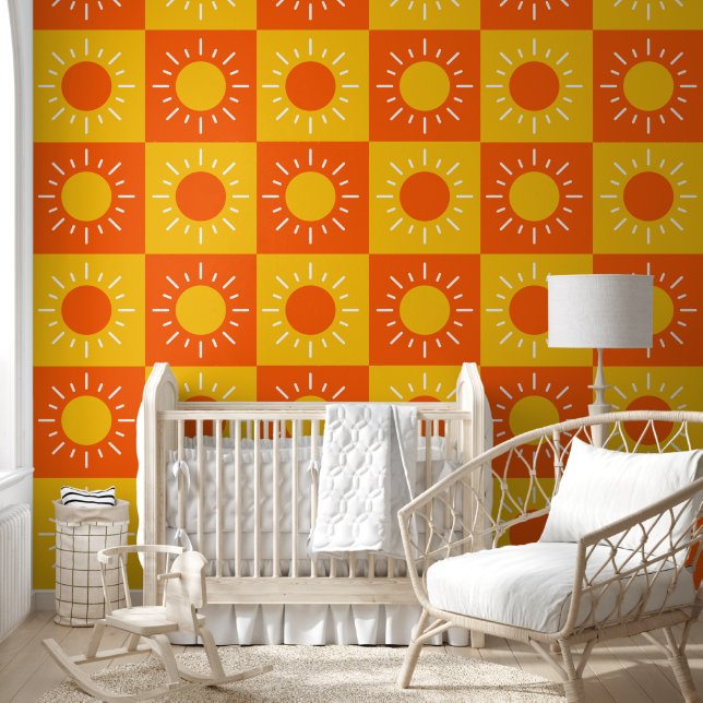 Boho Yellow Sun Pattern Kinder Kinderzimmer Room Tapete (Kinder)