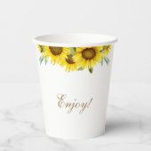 Boho Yellow Sunflower Baby Duschpapier Cup Pappbecher (Vorderseite)