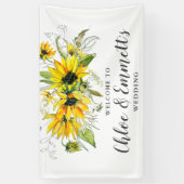 Boho Yellow Sunflower Blues Hochzeit Banner (Vertikal)