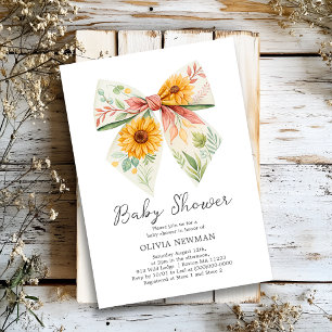 Boho Yellow Sunflower Bow Kinderdusche Einladung