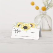 Boho Yellow Sunflower Calligraphy Platzkarte (Vorderseite)