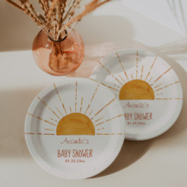 Boho Yellow Sunshine Baby Dusche Pappteller