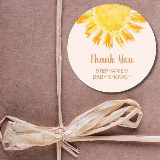 Boho Yellow Sunshine Baby Dusche Vielen Dank Runder Aufkleber