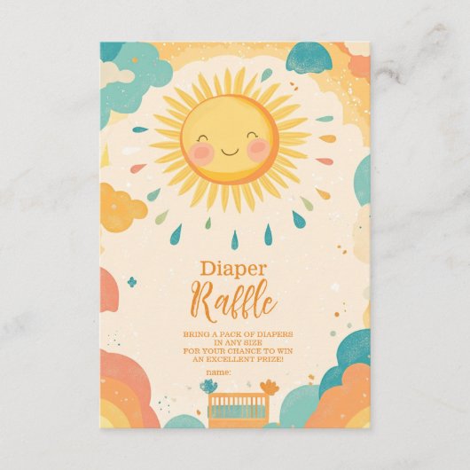 Boho Yellow Sunshine Diapper Raffle Begleitkarte (Vorderseite)