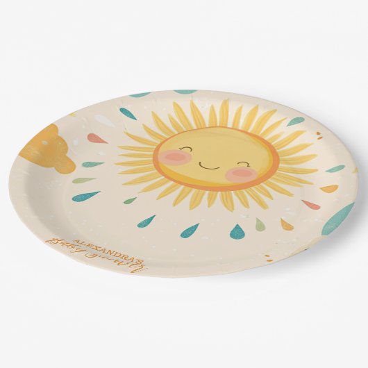 Boho Yellow Sunshine Pappteller (Schrägansicht)