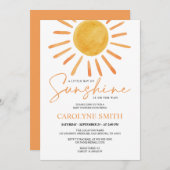 Boho Yellow Sunshine Watercolor Babydusche Einladung (Vorne/Hinten)