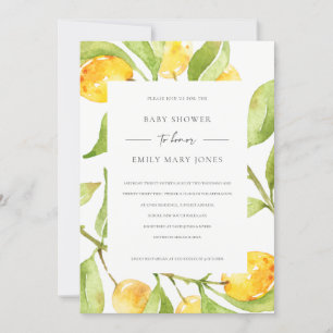 BOHO YELLOW WATERCOLOR FOLIAGE OLIVE BABY DUSCHE EINLADUNG