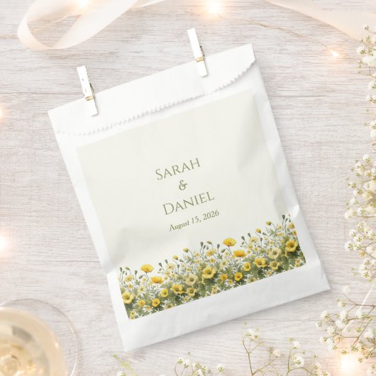 Boho Yellow Wildblumen, Olive Danke Hochzeit Geschenktütchen (Ausgeschnitten)