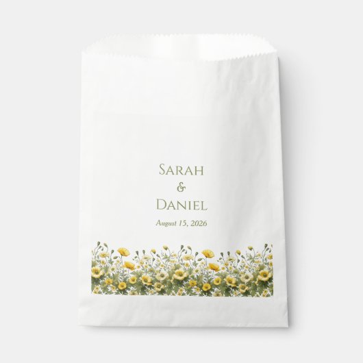 Boho Yellow Wildblumen, Olive Danke Hochzeit Geschenktütchen (Vorderseite)