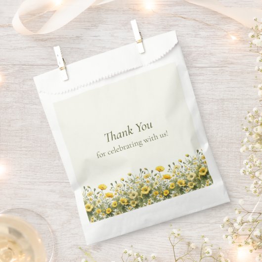 Boho Yellow Wildblumen, Olive Danke Hochzeit Geschenktütchen (Ausgeschnitten)