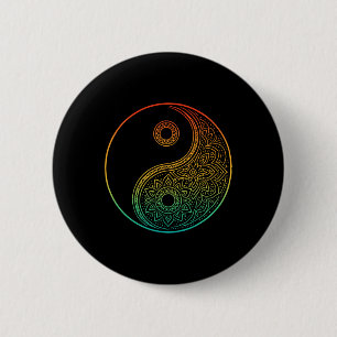Boho Yin Yang Mandala Zen Meditation Taoismus Tai Button